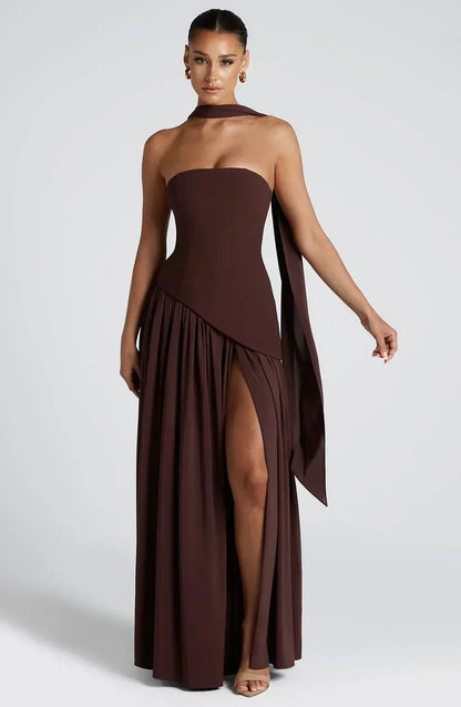 Mara | Strapless High-Slit Formal Maxi Dress