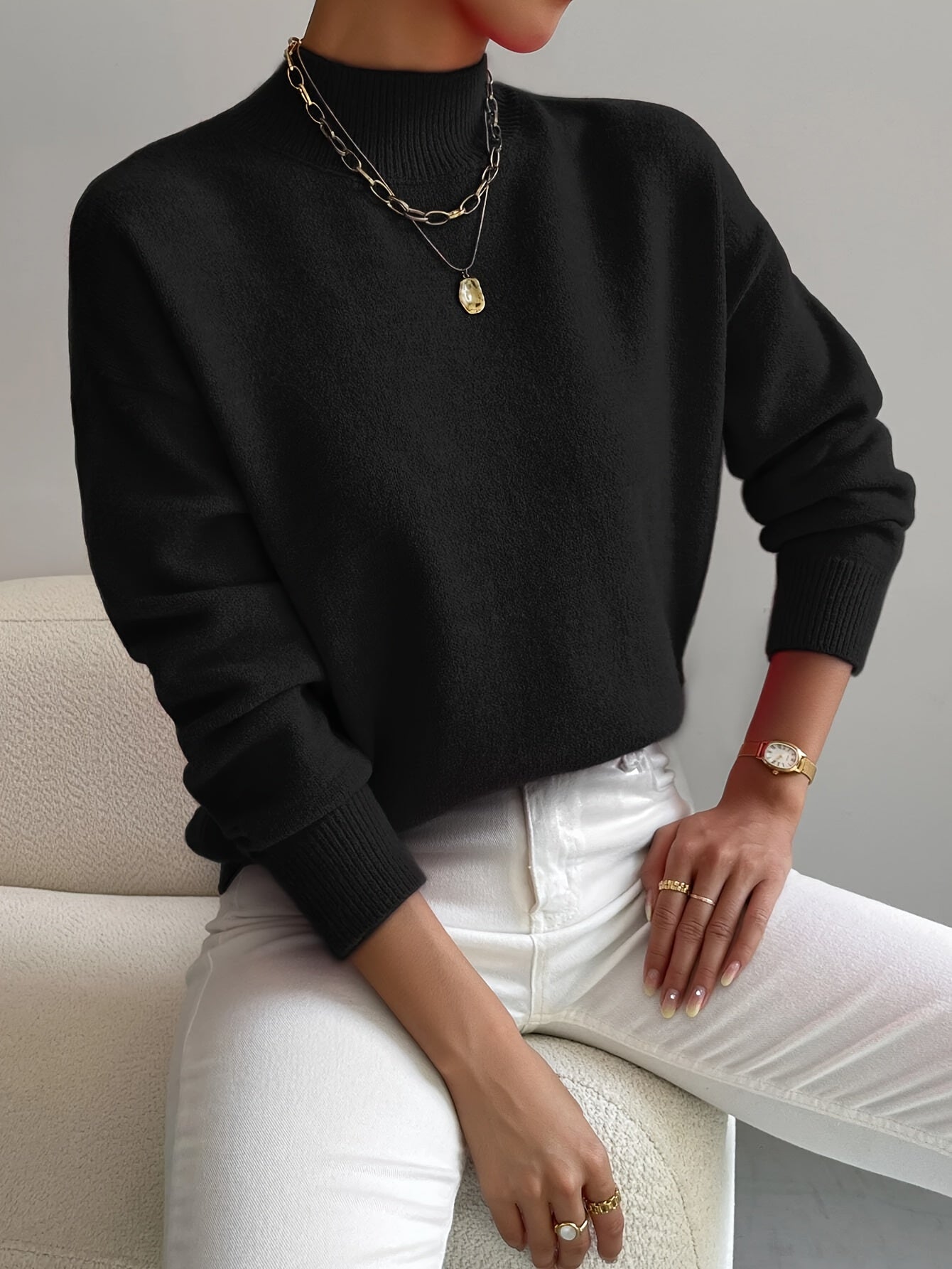Mara | Women's Relaxed Mock-Neck Fleece Sweatshirt