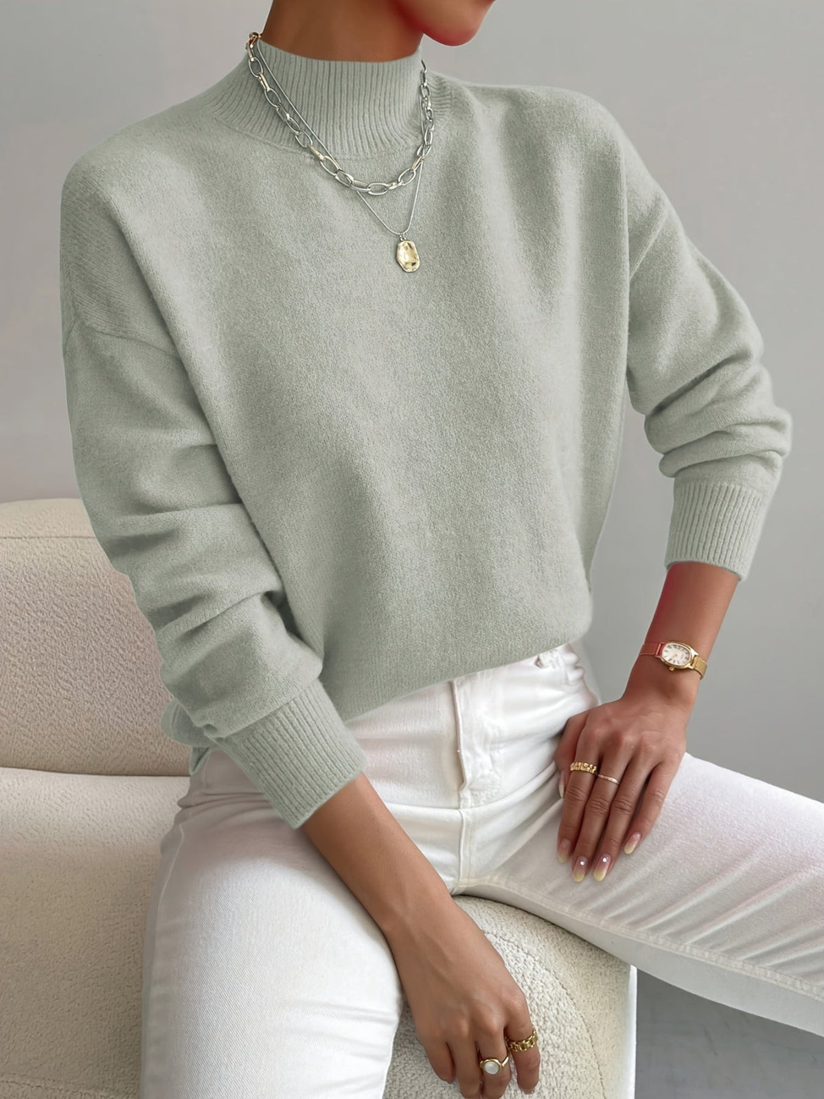 Mara | Women's Relaxed Mock-Neck Fleece Sweatshirt