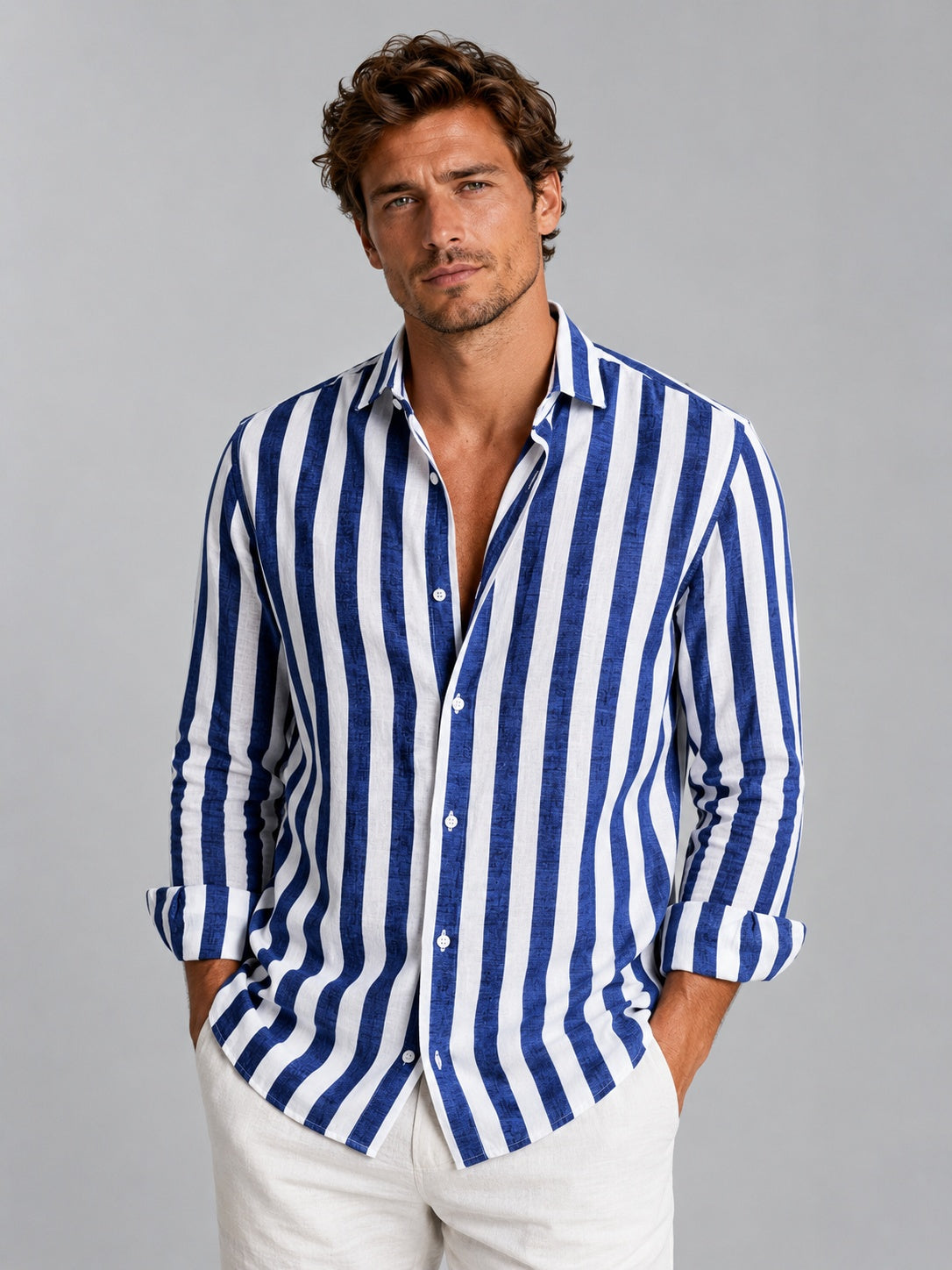 Felix | Men's Long-Sleeve Striped Linen Shirt