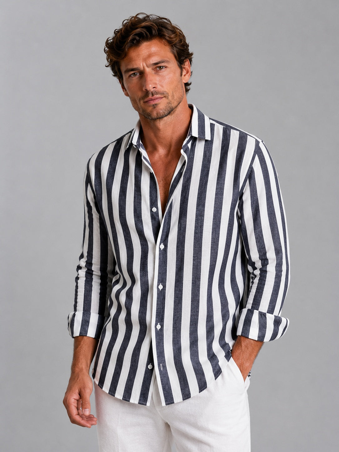 Felix | Men's Long-Sleeve Striped Linen Shirt