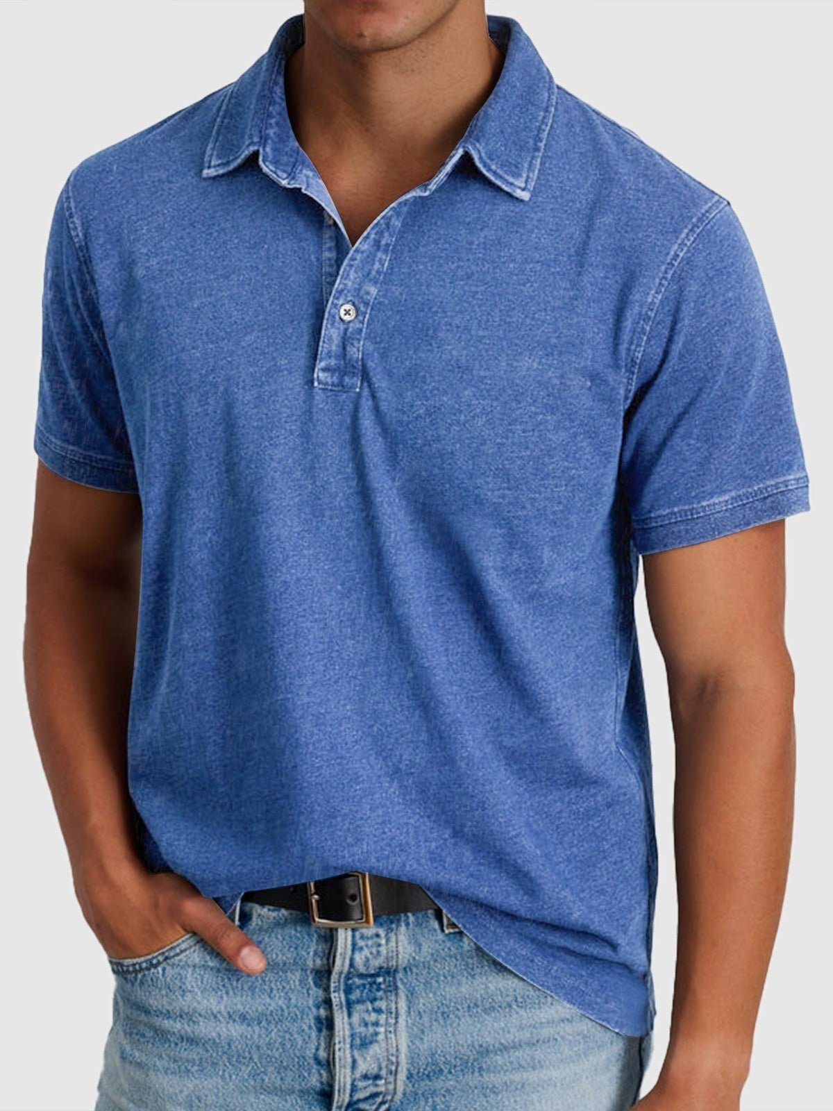 Max | Men's Short-Sleeve Denim Cotton Polo Shirt