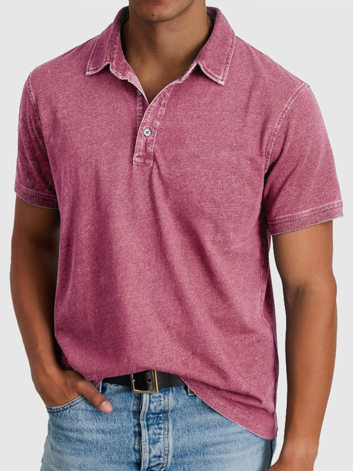 Max | Men's Short-Sleeve Denim Cotton Polo Shirt