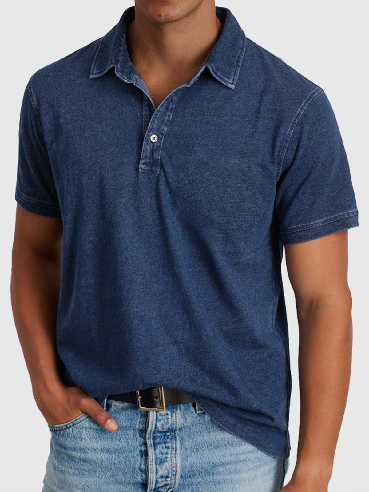 Max | Men's Short-Sleeve Denim Cotton Polo Shirt
