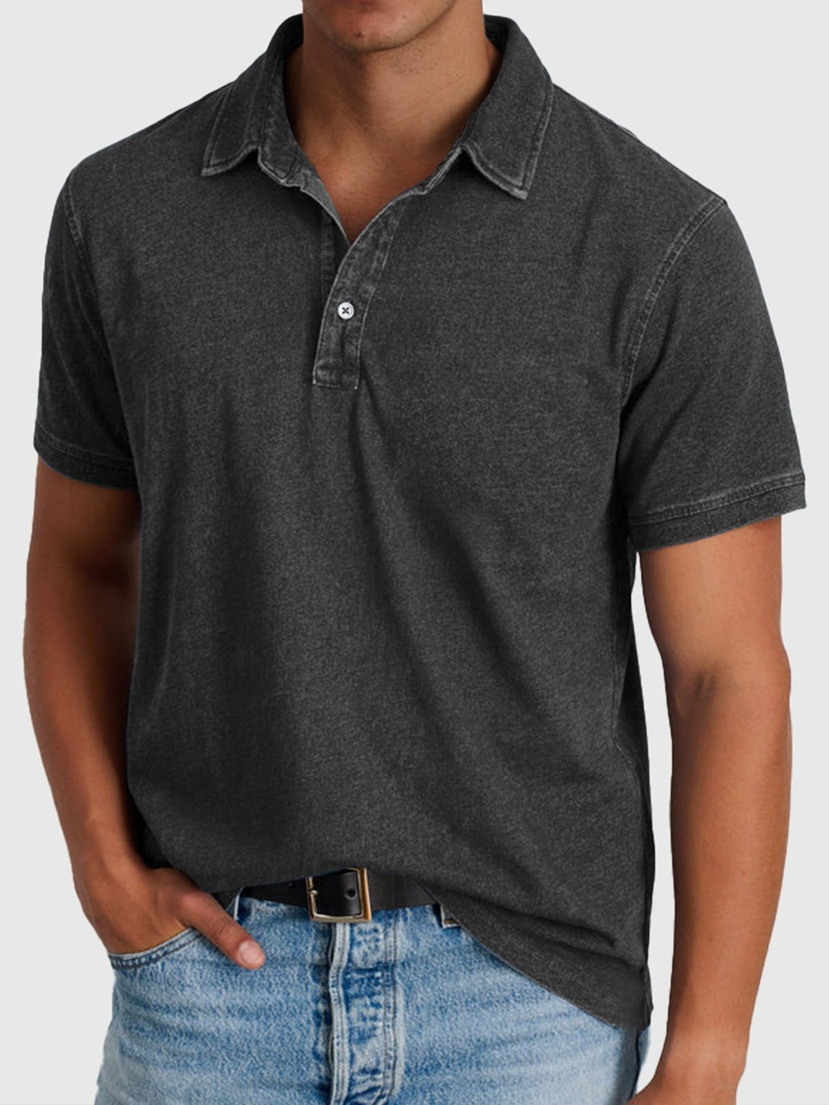 Max | Men's Short-Sleeve Denim Cotton Polo Shirt