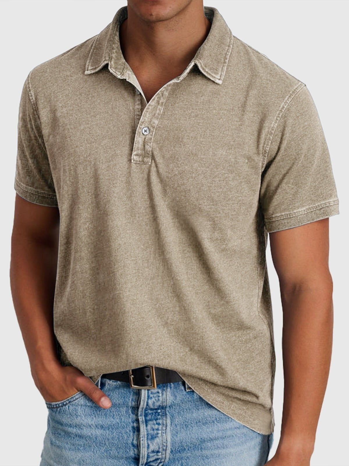 Max | Men's Short-Sleeve Denim Cotton Polo Shirt