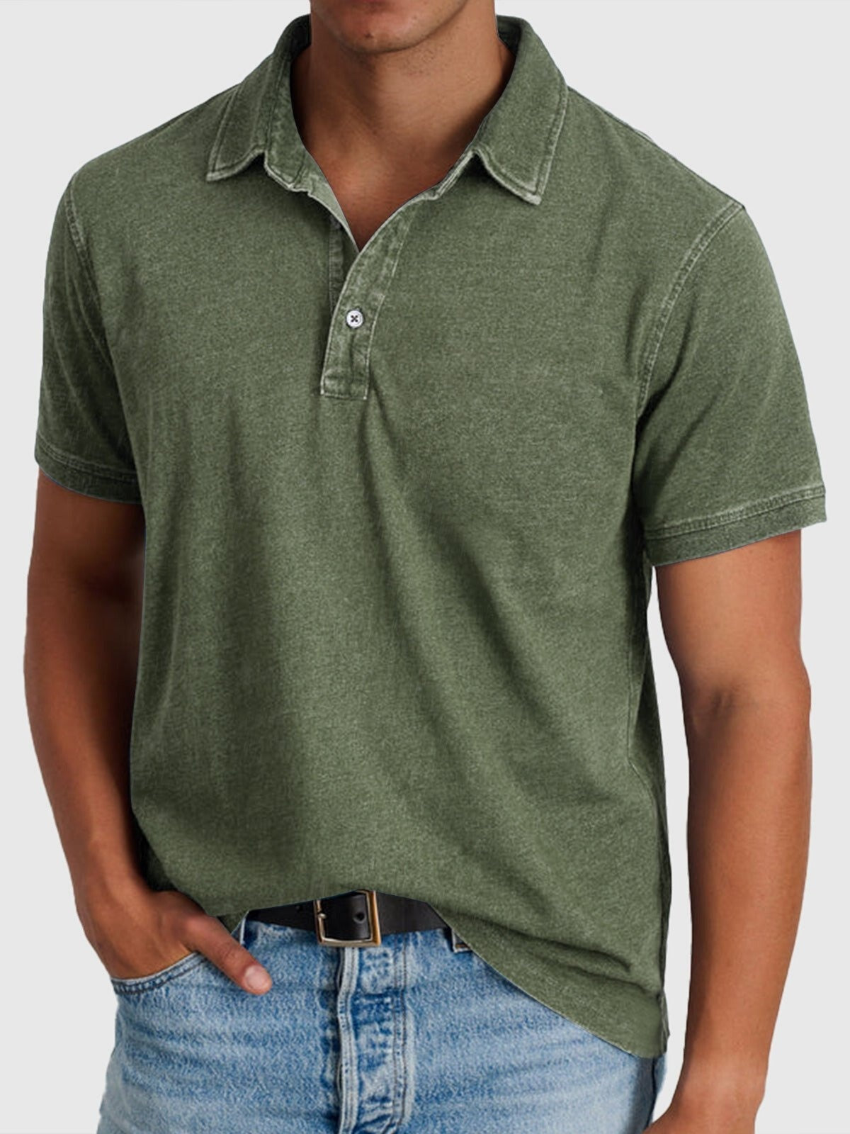 Max | Men's Short-Sleeve Denim Cotton Polo Shirt