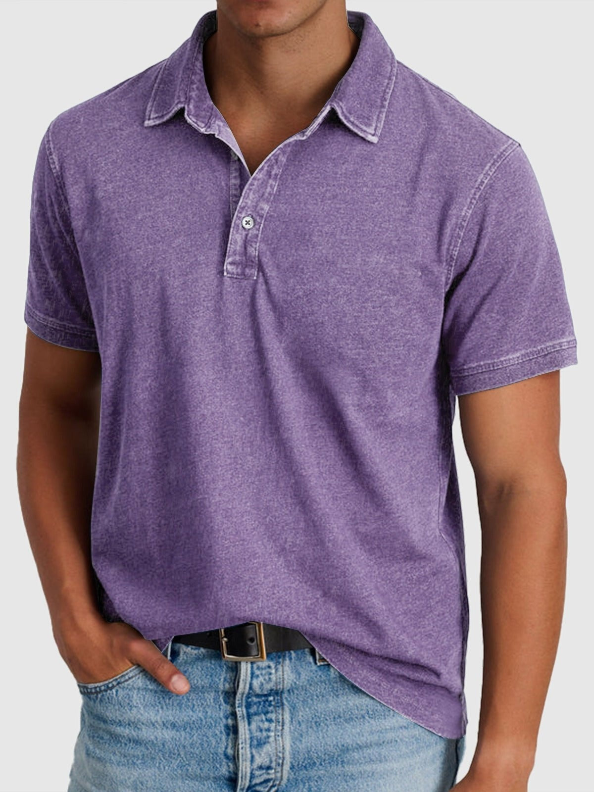 Max | Men's Short-Sleeve Denim Cotton Polo Shirt