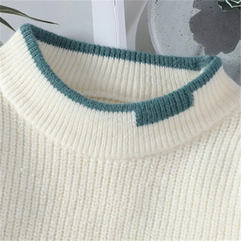 Magnus | Graphic Crew Neck Sweater Cable Knit Sleeves