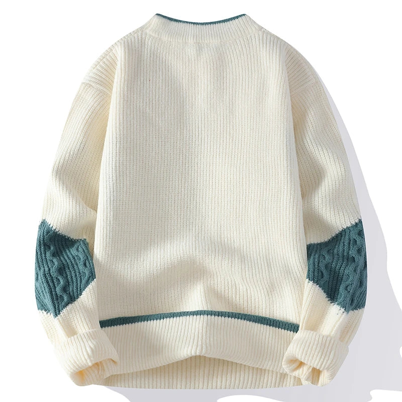 Magnus | Graphic Crew Neck Sweater Cable Knit Sleeves