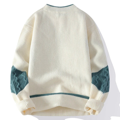 Magnus | Graphic Crew Neck Sweater Cable Knit Sleeves