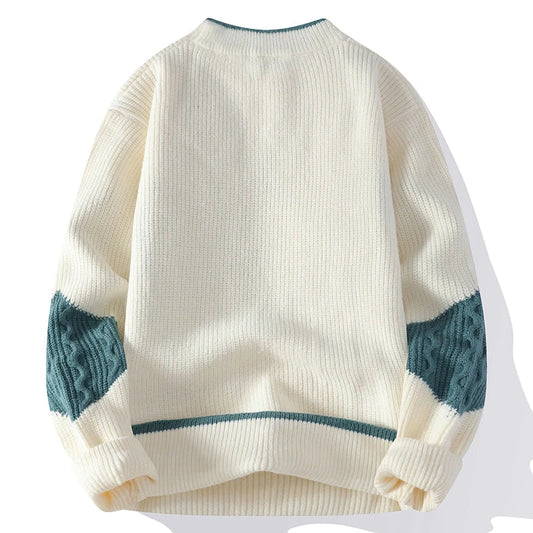 Magnus | Graphic Crew Neck Sweater Cable Knit Sleeves