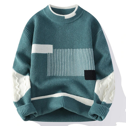 Magnus | Graphic Crew Neck Sweater Cable Knit Sleeves