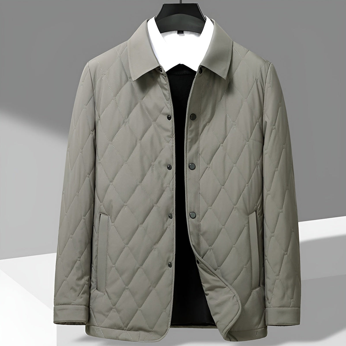 Ambrose | Diamond Quilted Button Down Jacket Front Pockets