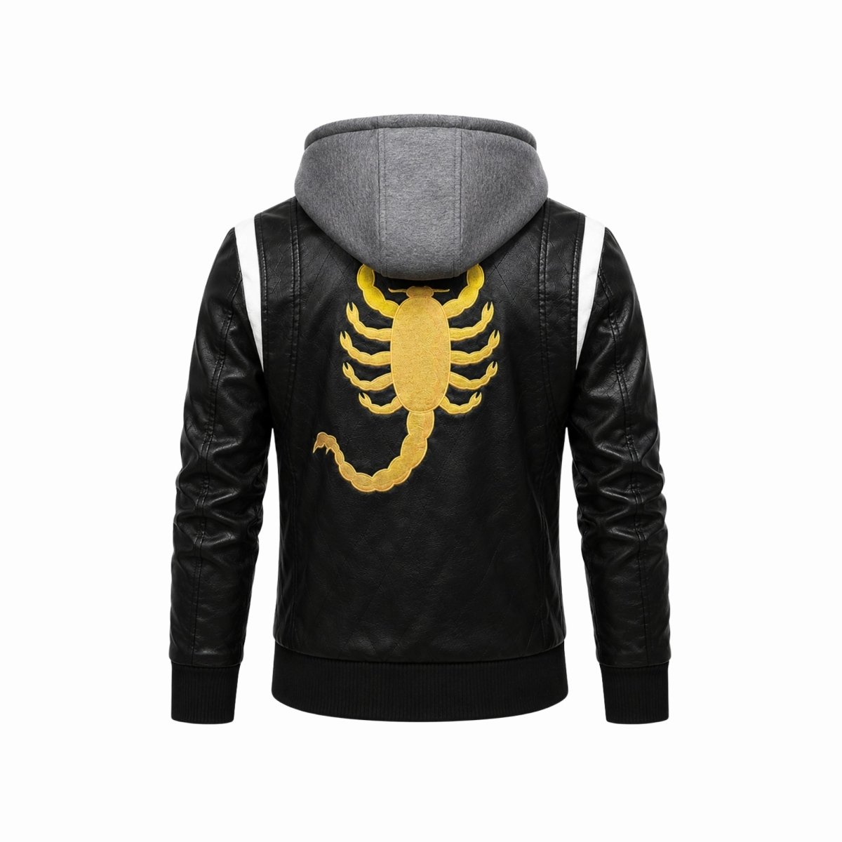 Auden | Men's Embroidered Hooded Leather Biker Jacket