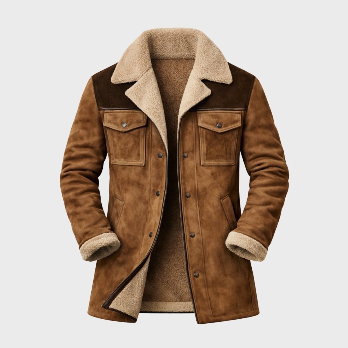 Griffin | Suede Look Shearling Lined Coat Structured Fit