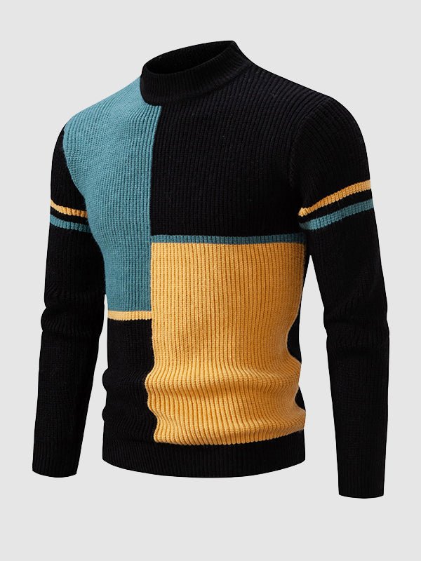 Terrence | Men's Mock Neck Color Block Sweater