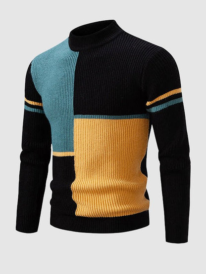 Terrence | Men's Mock Neck Color Block Sweater