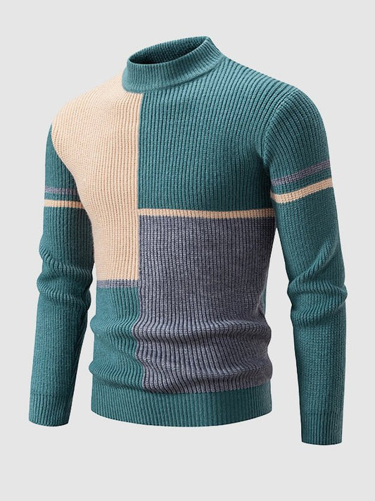 Terrence | Men's Mock Neck Color Block Sweater