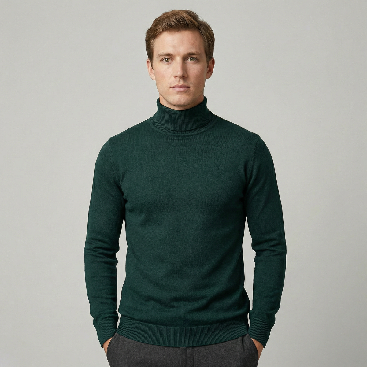 Cuthbert | Fitted Turtleneck Knit Sweater Easy Layering