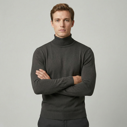 Cuthbert | Fitted Turtleneck Knit Sweater Easy Layering