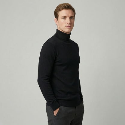 Cuthbert | Fitted Turtleneck Knit Sweater Easy Layering