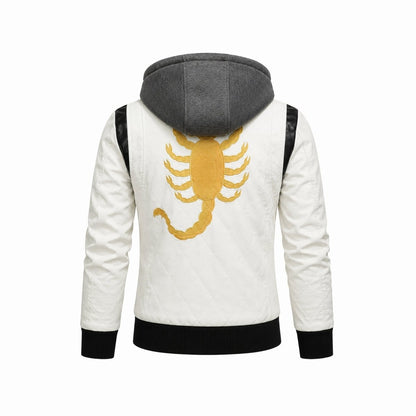 Auden | Men's Embroidered Hooded Leather Biker Jacket