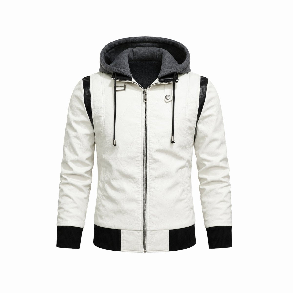 Auden | Men's Embroidered Hooded Leather Biker Jacket