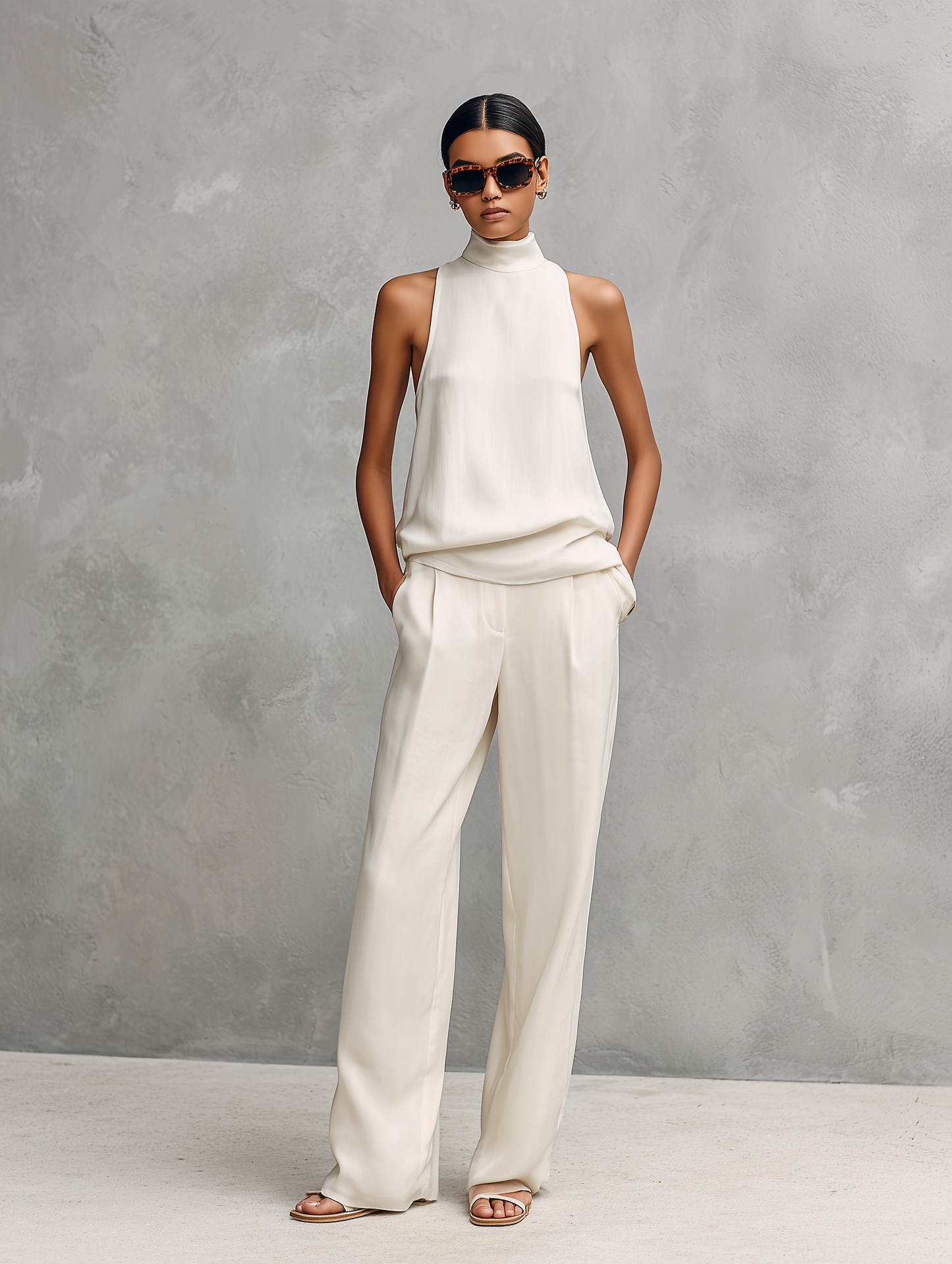 Bianca | Black Sleeveless Top and Pants Set