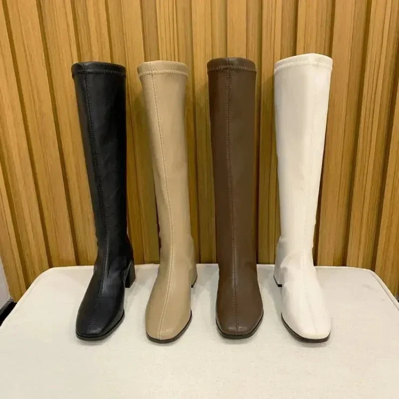 Elena | Elegant Knee-High Block Heel Boots