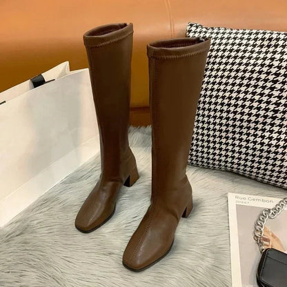 Elena | Elegant Knee-High Block Heel Boots