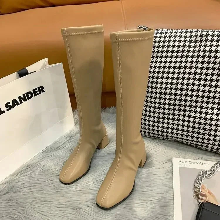 Elena | Elegant Knee-High Block Heel Boots