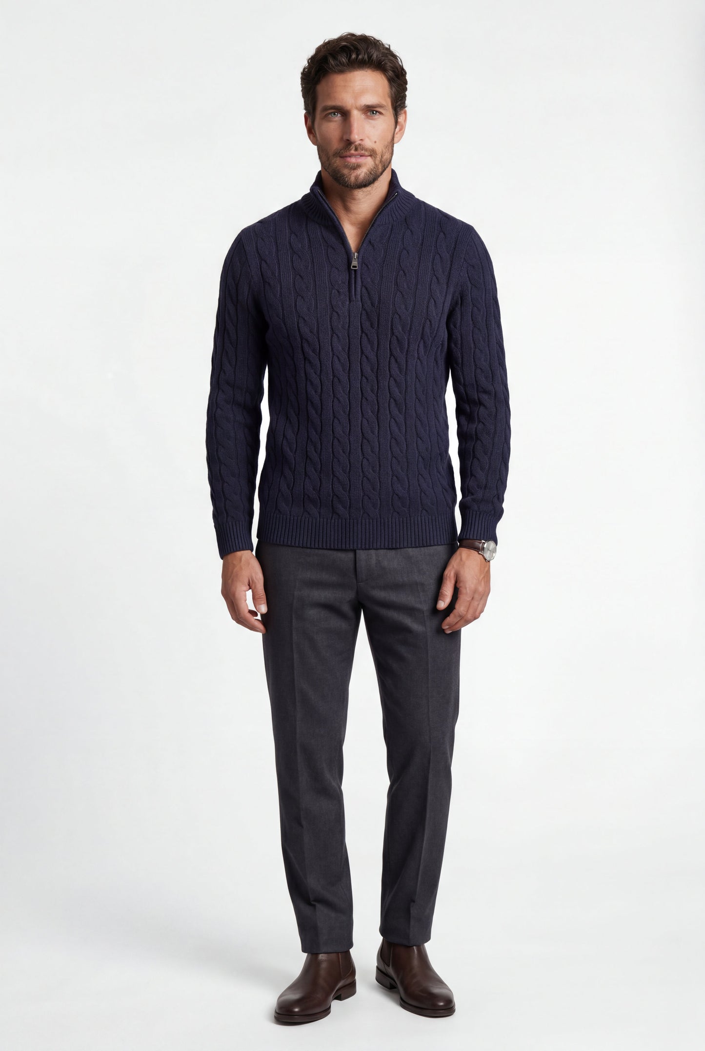 Knox | Men's Cable Knit Half-Zip Sweater