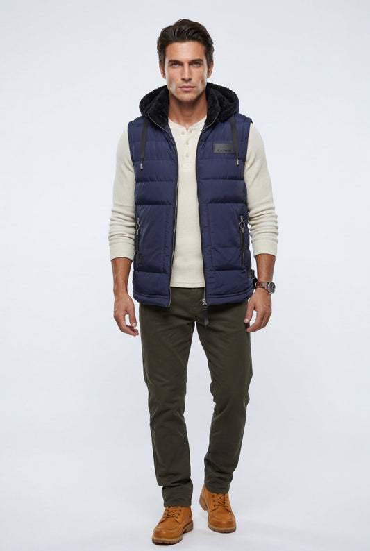 Marco | Men's Hooded Puffer Vest, Quilted Zip