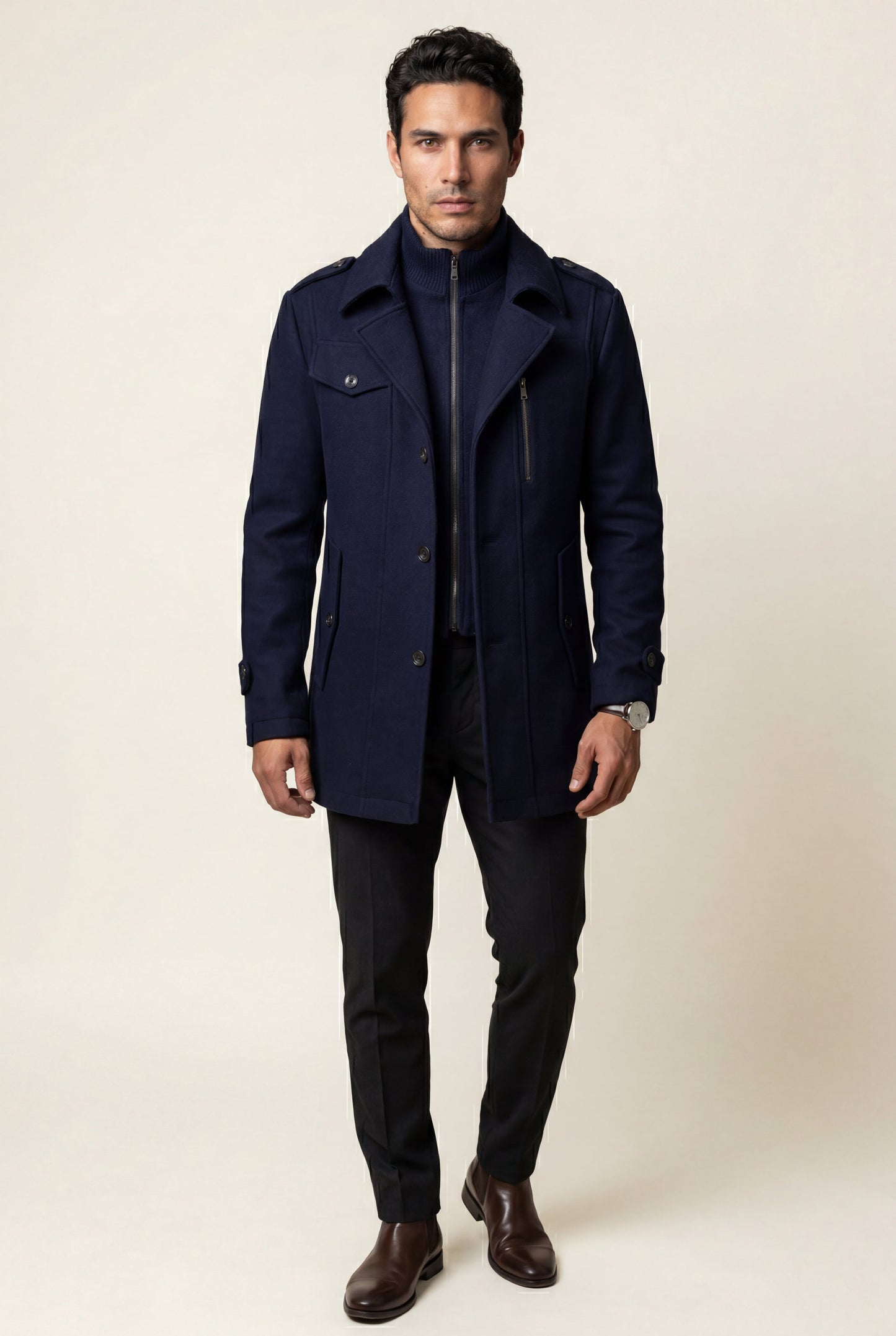Zane | Men's Slim Fit Tailored Winter Coat, Stand Collar