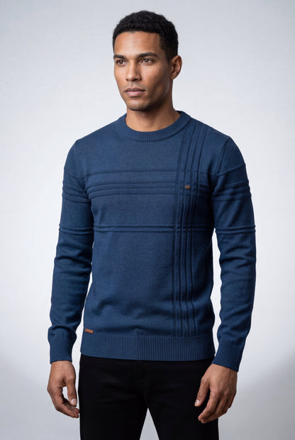 Bram | Men's Structured Crewneck Sweater, Textured Knit