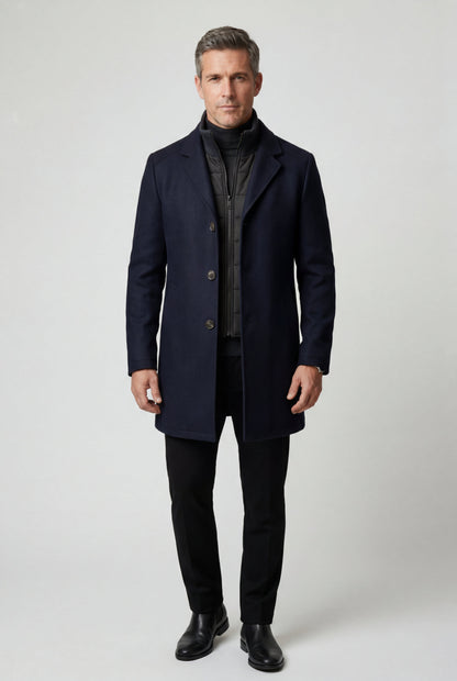 Theo | Men's Tailored Wool-Blend Coat, Notched Lapel