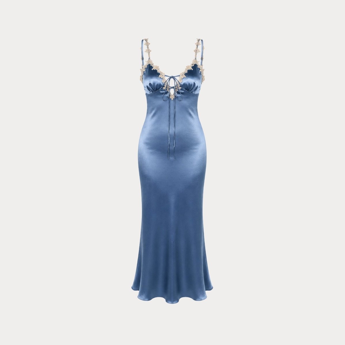 Yareli | Women's Satin Lace Trim Slip Dress