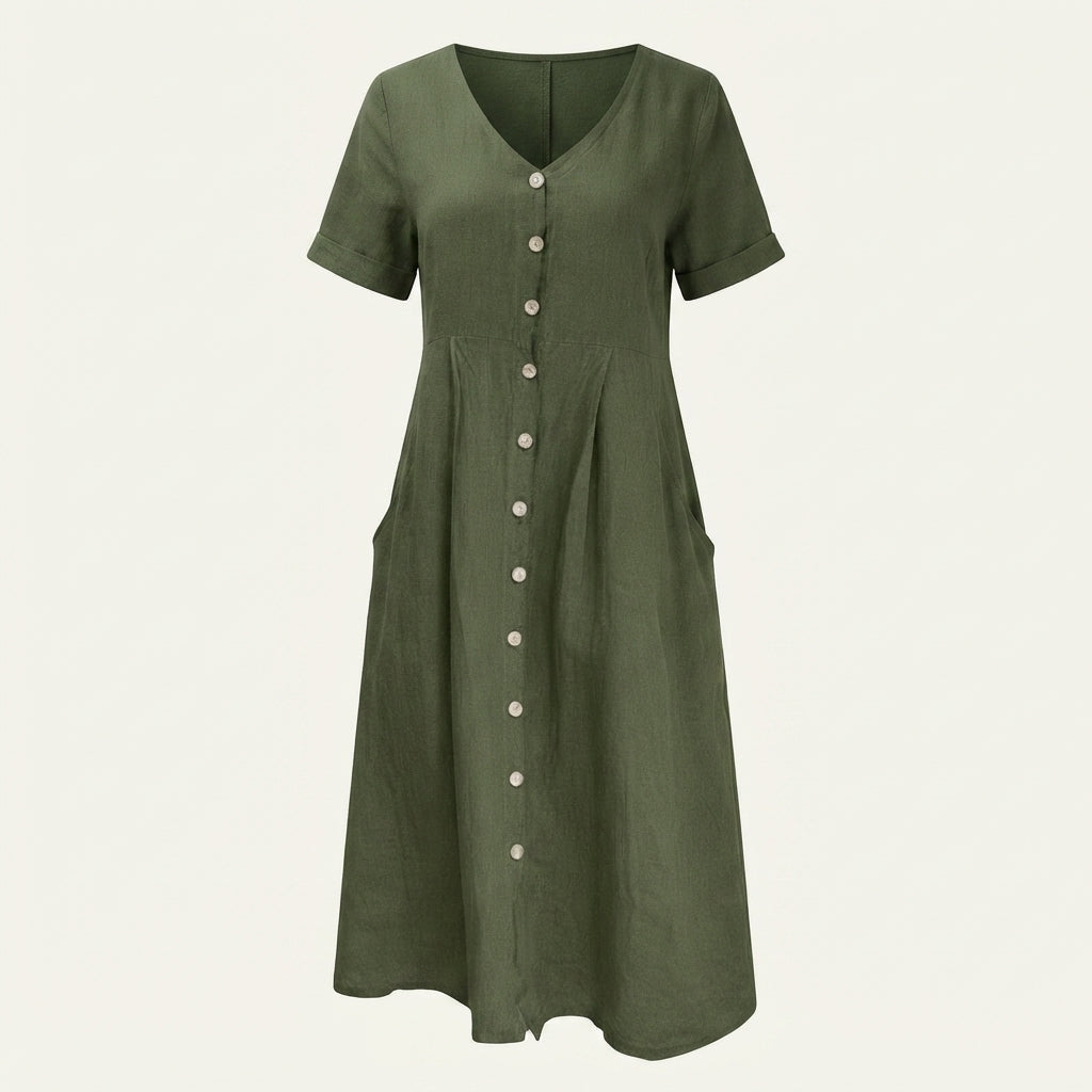Button-Front Summer Dress For Women