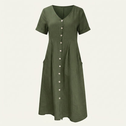 Button-Front Summer Dress For Women