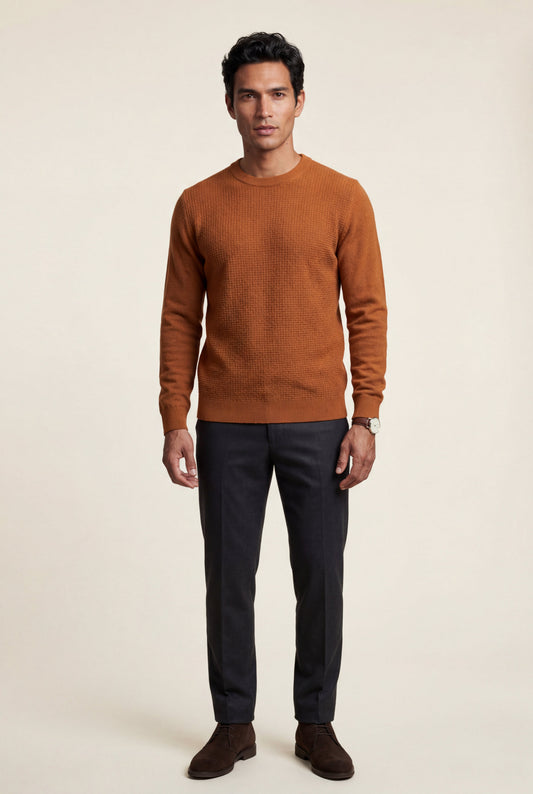 Flynn | Men's Classic Crewneck Sweater, Fine Knit