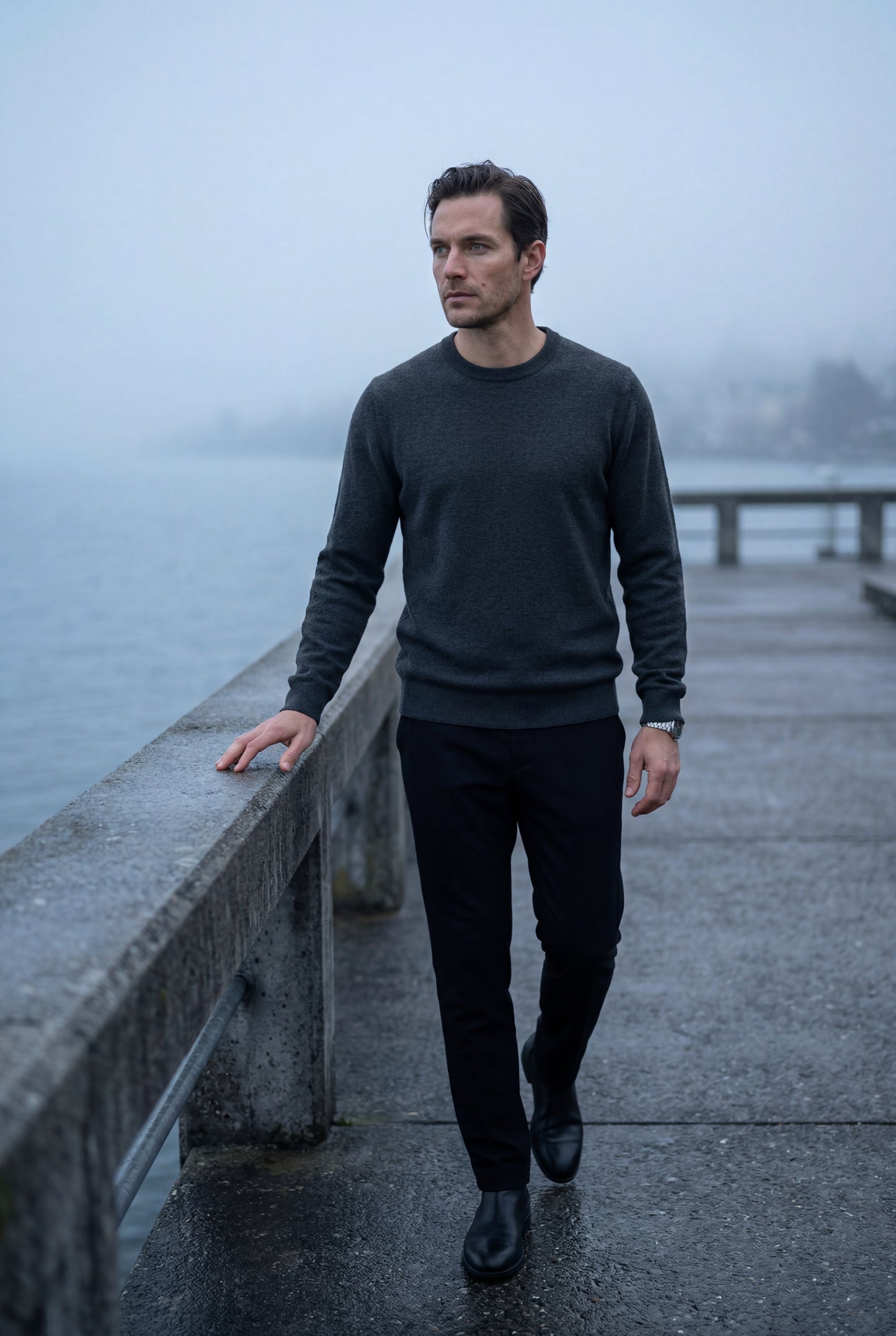 Flynn | Men's Classic Crewneck Sweater, Fine Knit