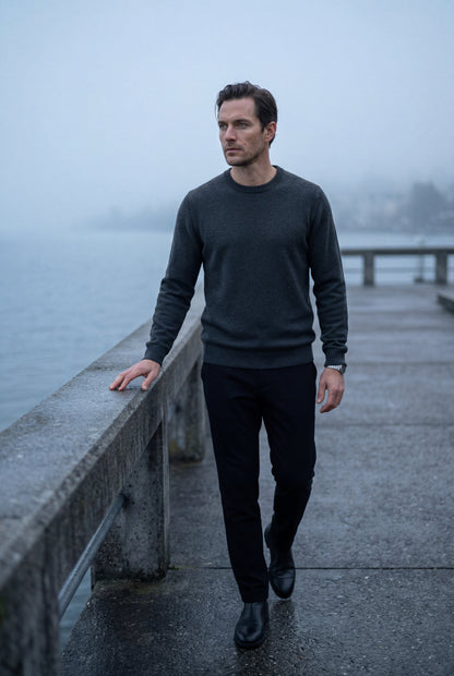 Flynn | Men's Classic Crewneck Sweater, Fine Knit