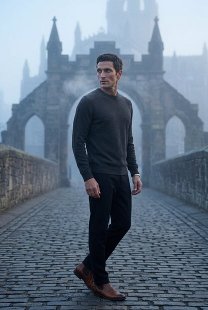 Flynn | Men's Classic Crewneck Sweater, Fine Knit