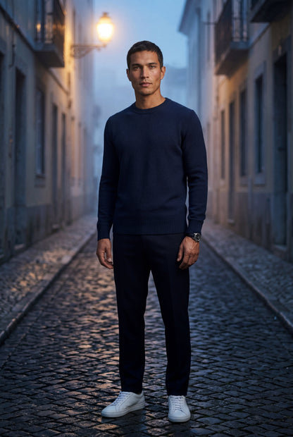 Flynn | Men's Classic Crewneck Sweater, Fine Knit