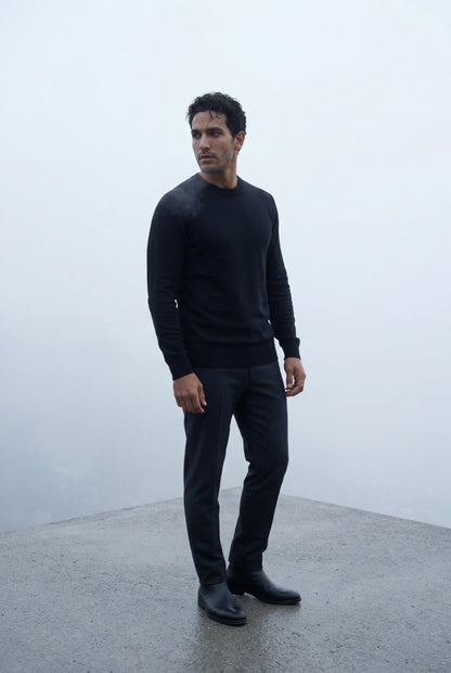 Flynn | Men's Classic Crewneck Sweater, Fine Knit
