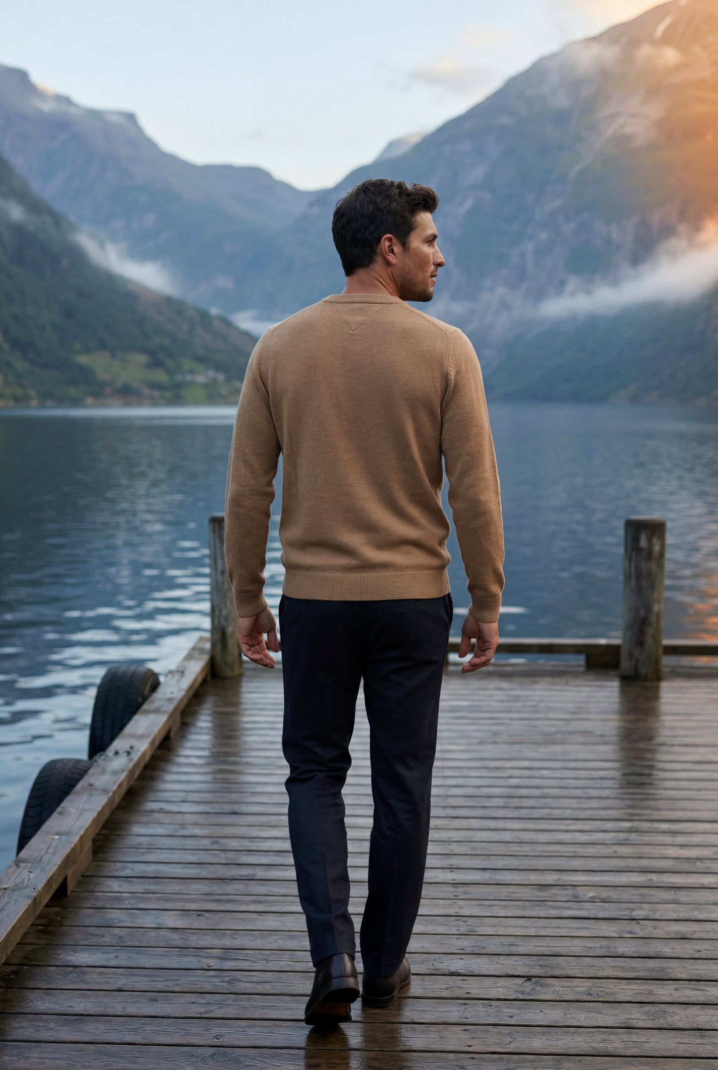 Flynn | Men's Classic Crewneck Sweater, Fine Knit