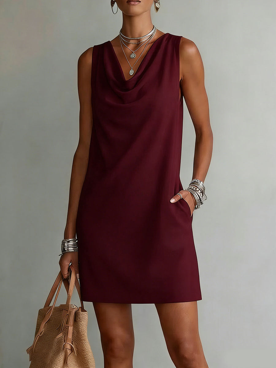 Indra | Linen Cowl Neck Shift Dress