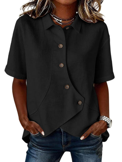 Ottilie | Asymmetrical Linen Button-Down Shirt
