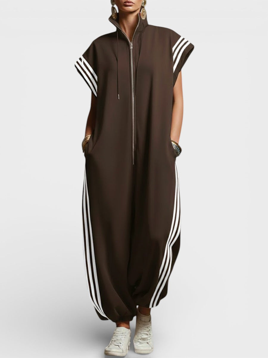 Valentina | V-Neck Zip Sleek Jumpsuit
